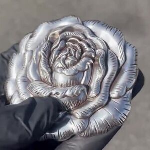 New Silver Rose Flower Belt Buckle